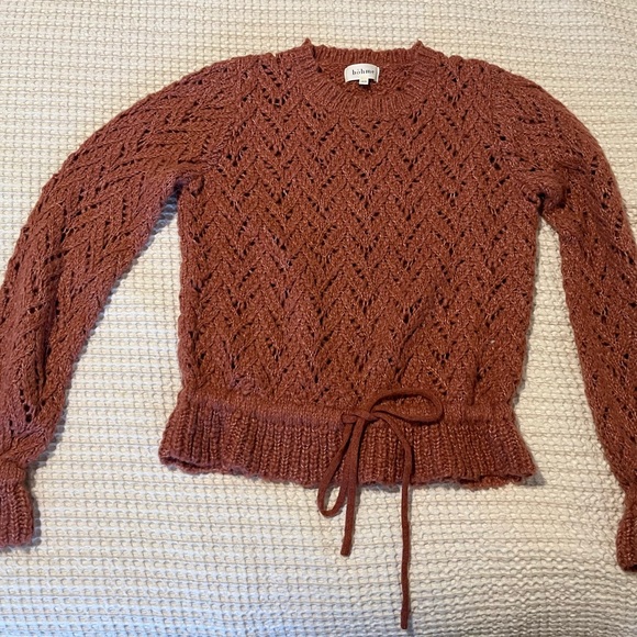 bohme Sweaters - Bohme Terracotta Knit Sweater with Ruffle sleeves.